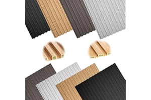 OUZUGIE WPC Acoustic Slat Wall Paneling, 8-Pack 6 x 6 Inches 3D Wall Panels for Interior Wall Decor,Living Room,TV Background,Study Room,Office Spaces,Bedroom,(Samples)