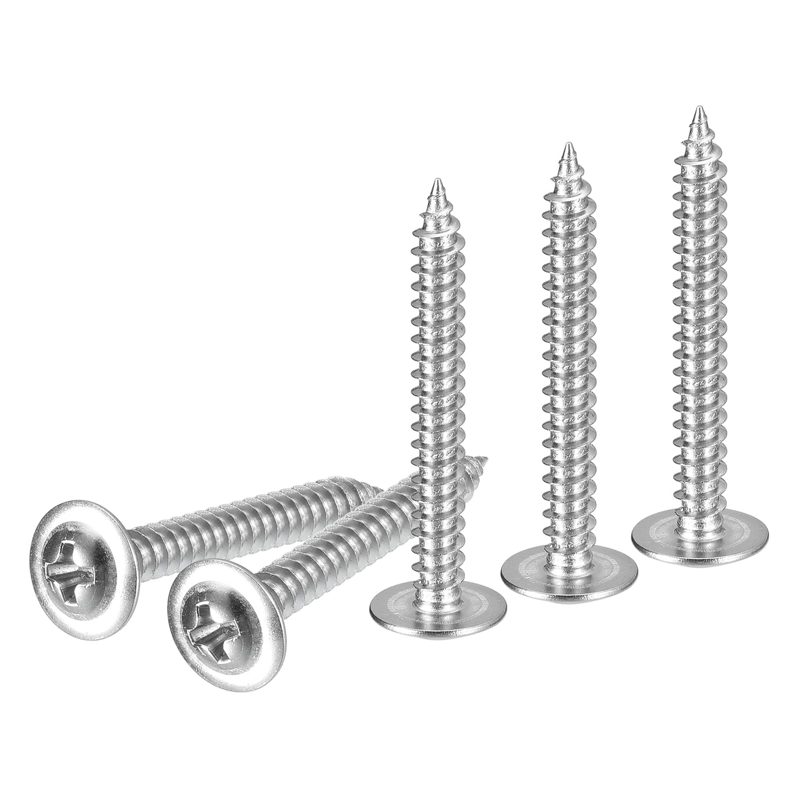 DTGN #8x1-1/2 Sheet Metal Screws - 100 Pack - for Wood, Furniture - Carbon Steel Phillips Modified Truss Head Self Tapping Pointed Tail Wood Screws - Blue White