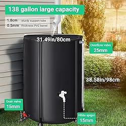 FAMIROSA 132 Gallon / 500L Collapsible Rain