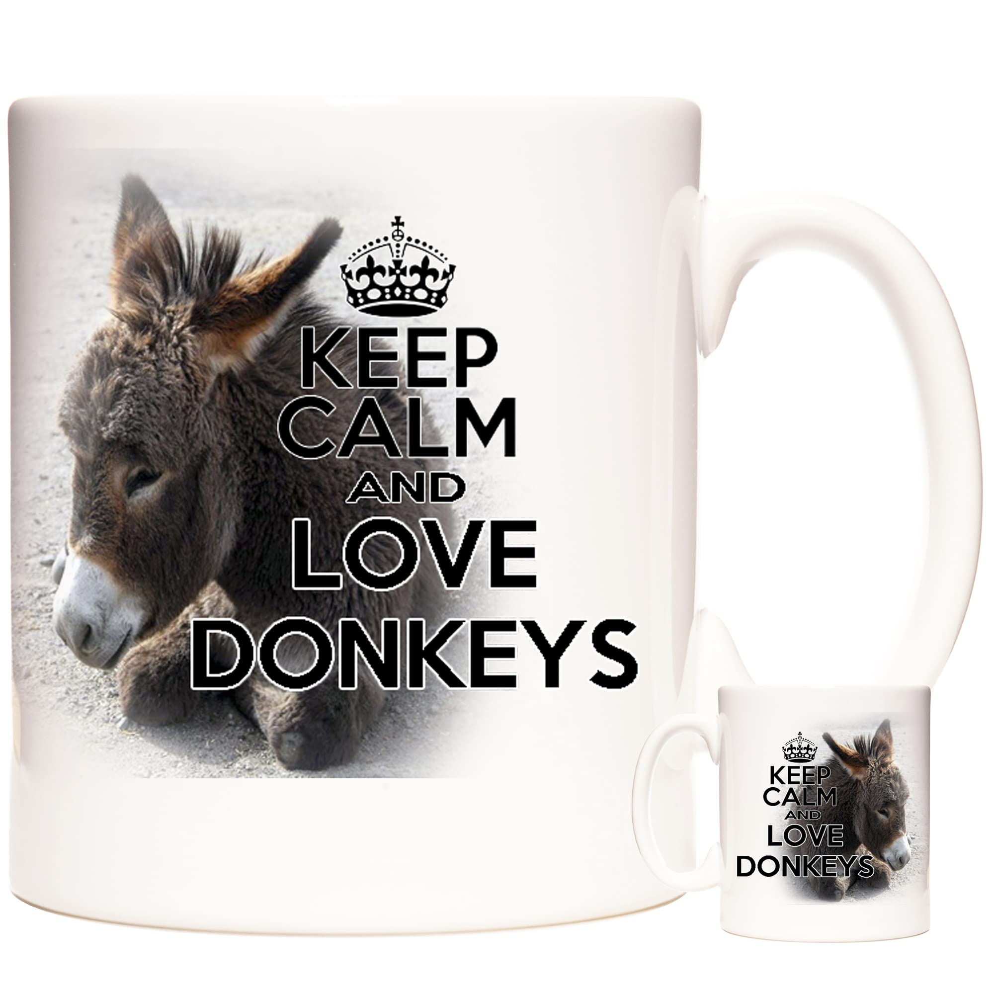 Donkey Mug. Keep Calm and Love Donkeys. 11oz Ceramic Gift Mug. Donkey Coffee Mug. Donkey Gift.