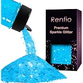 Renfio Blue Chunky Glitter,1.76oz/50g Caribbean Blue Resin Glitter | Pastel Hexagon Sequins Flakes for Snowglobe Tumbler,Craft,Resin,Festival Decoration,Rose,Nail,Hair,Face,Slime