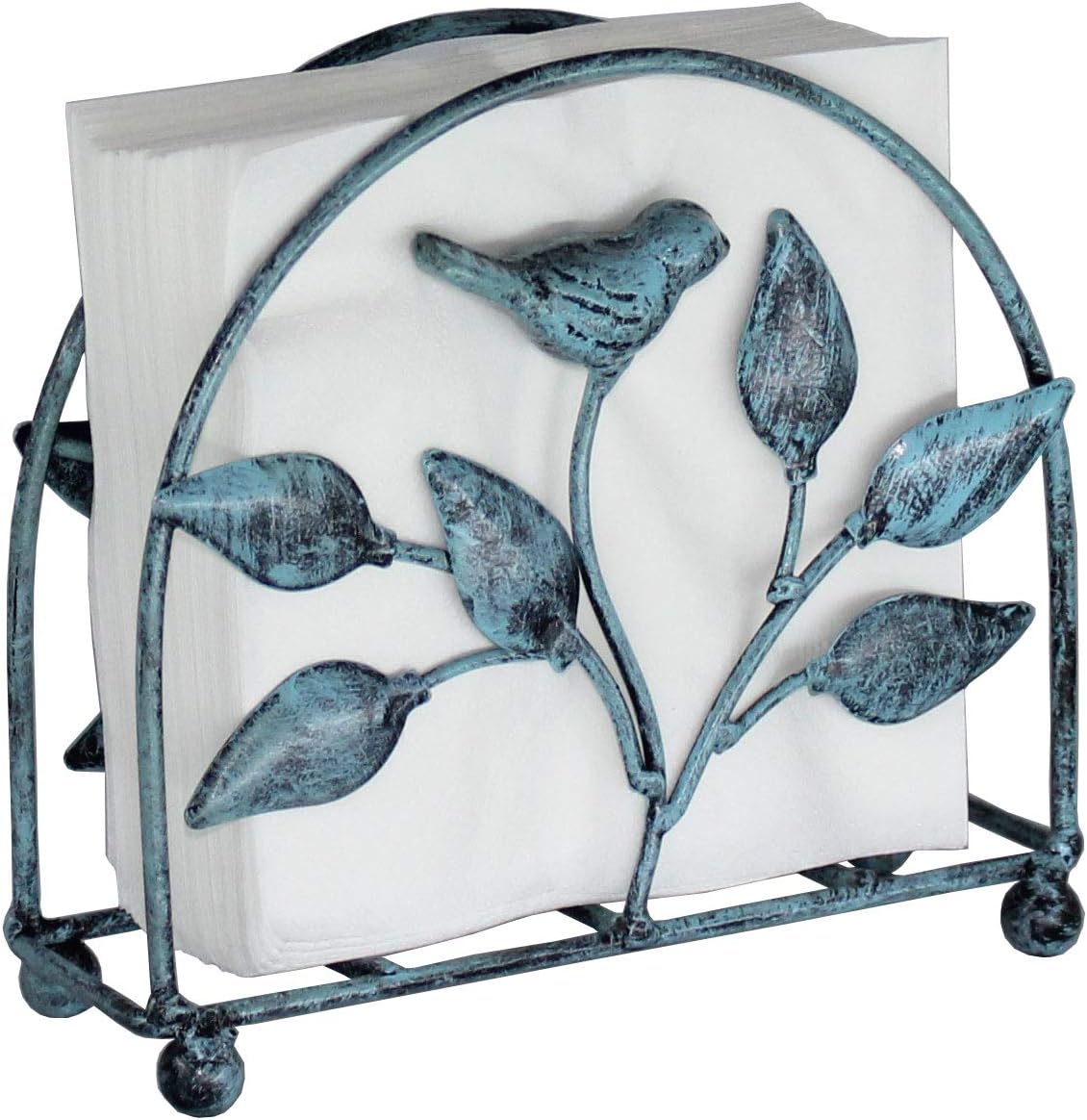 Cast Iron Bird & Tree Classic Napkin Holder/Tabletop Freestanding Tissue Dispenser, Turquoise: Kitchen & Dining