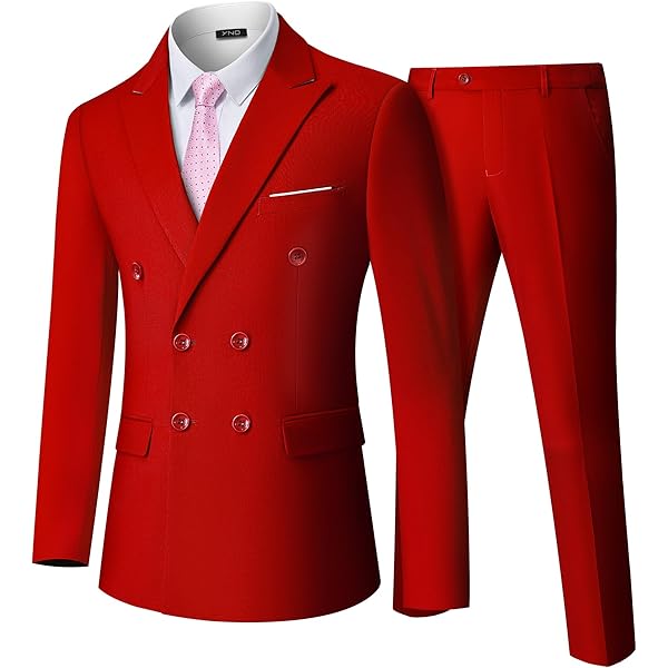 Men Double Breasted Big Collar Fold Design Dress Two Piece