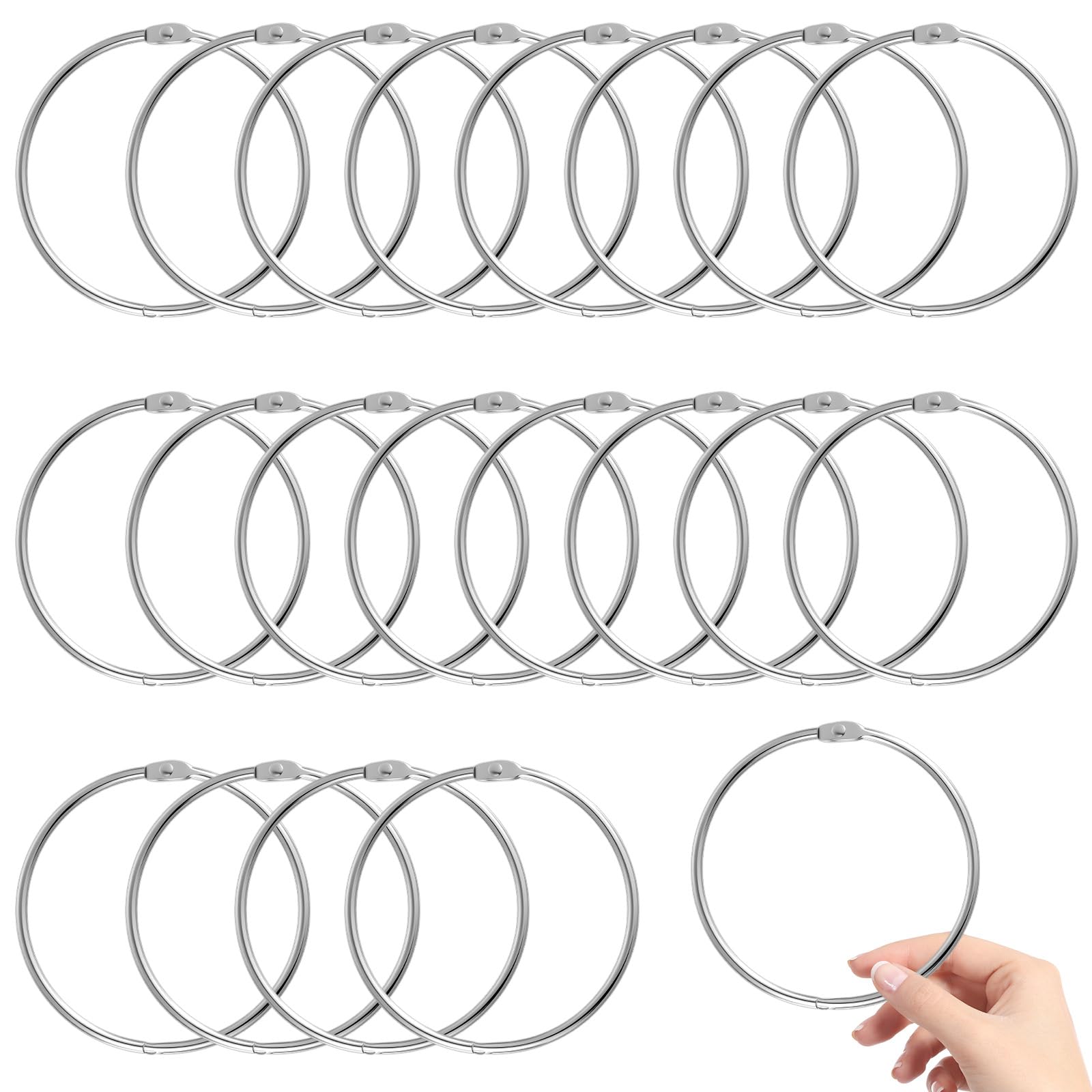 Photo 1 of 20Pcs Loose Leaf Binder Rings 4 Inch Extra Large Metal Binder Ring Index Card Rings Book Ring for Home Office Receipts Memos Photos Files