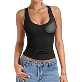 PINKMSTYLE Women Padded Tank Tops Scoop Neck Double Lined Sleeveless with Built in Bras Shirts Slim Basic Summer Clothing