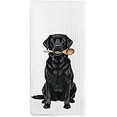 nvucamd Funny Black Labrador Retriever Gifts Kitchen Towels, Black Lab Dog Lovers Gifts Hand Towels, Labrador Retriever Dish Tea Towel for Kitchen Decorations Decor, 16x24 Inch