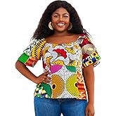 HongyuAmy Women's African Print Patterns Tops Kente Patchwork Cloth Blouse