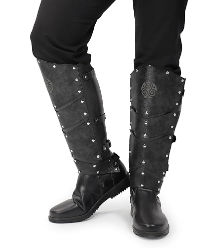 Guêtres Médiévales En Cuir PU Réglables - Protection Jambes Style Viking, Chevalier - Accessoire Costume GN, Cosplay - 6