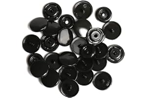 LIHAO Plastic Snap Buttons, 100 Sets T5 Black Color Buttons Fasteners for Cloth Diapers Bibs Rain Coat Crafting