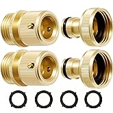 RainPoint Garden Hose Quick Connectors, Heavy Duty Solid Brass 3/4 Inch GHT, Universal Leak-Proof Fittings for Easy Water Hose Connection (2 Sets)