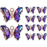 uxcell 10 Pcs Rhinestone Butterfly Charm Crystal Butterfly Rhinestones Pendants Flat Back Craft Supplies for Jewelry Making Bracelet Necklace Earring Pendant DIY Accessories