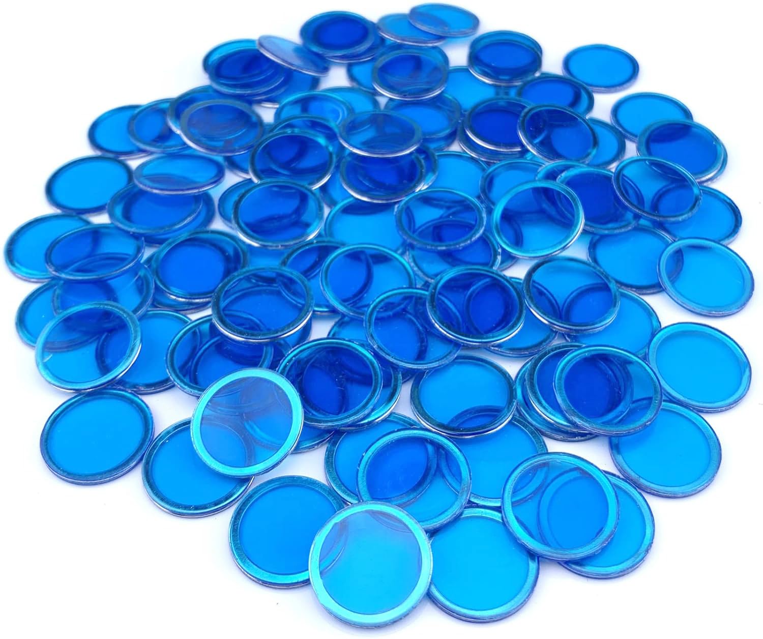 Dacefloy Magnetic Bingo Set -100 PCS Metal Ringed Chips/Plastic Poker Tokens/Markers/Math Counting/Science Exploration/STEM Kit/Family Game Nights (Blue)