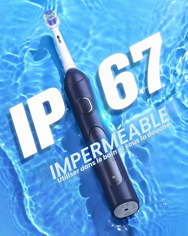 Brosse à Dents Électrique Rotative, 8 Têtes 4 Modes