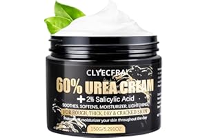 Clyecfra 60% Urea Cream with 2% Salicylic Acid, Urea Cream 60 Percent for Feet & Hands- Maximum Strength Moisturizer for Rough, Dry, Thick & Cracked Skin, Callus Remover, Deep Hydration, 150g