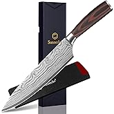Sunnecko Chef Knife 8 inch,High Carbon Stainless Steel Kitchen Knife,Ultra Sharp Gyutou Cutting Knife with Sheath and Gift Bo