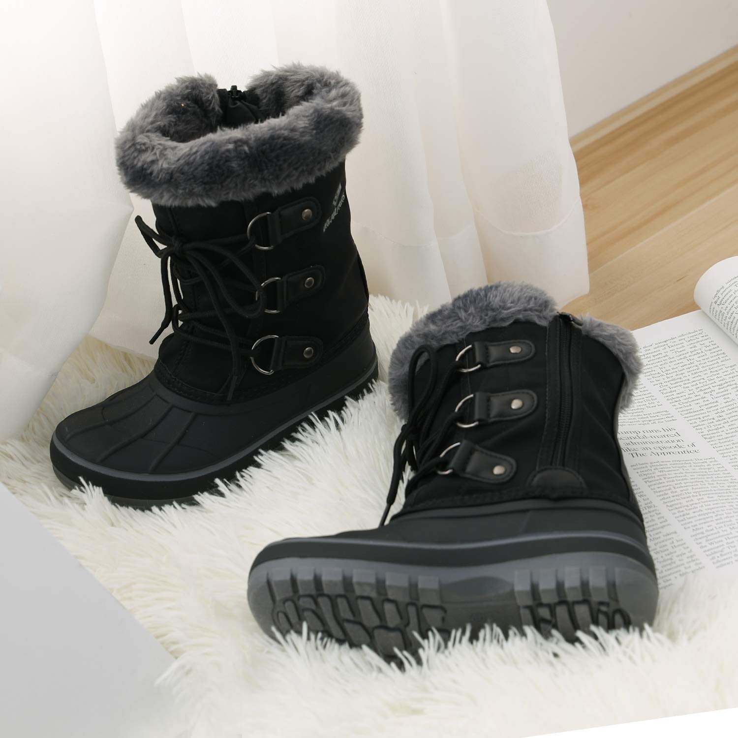 DREAM PAIRS Boys & Girls Faux Fur-Lined Winter Snow Boots for Little/Big Kids