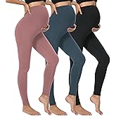 Dalavch 3 Pack Women's Maternity Leggings Over The Belly High Waisted Black Yoga Workout Pregnancy Pants Activewear for Women 1 Black 1 Pink 1 Blue Medium