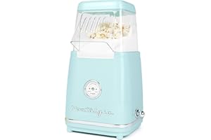 Nostalgia CLHAP12AQ Classic Retro Healthy Hot-Air Tabletop Popcorn Maker, Makes 12 Cups, with Kernel Measuring Scoop, Oil Fre