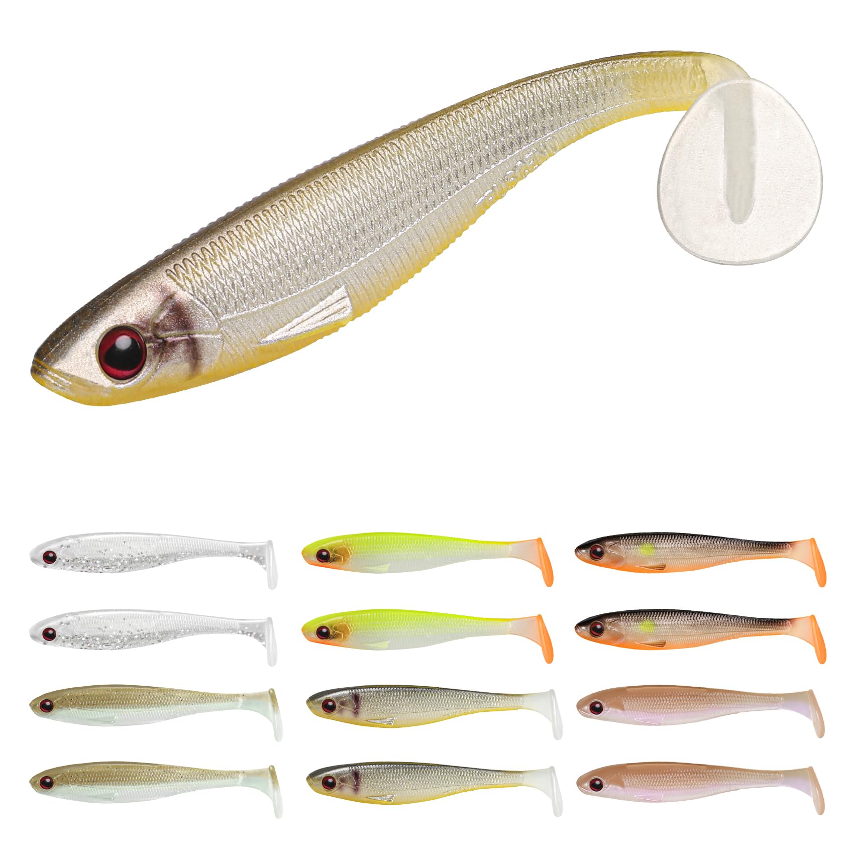 TRUSCEND Easy Catch Soft Lures, Unique Vibrating Swim Action and Trembly Sinking Move for More Bites, Amazing Soft Swimbaits for Family Fishing, Well-Made Fishing Lures for Bass Trout Crappie Walleye