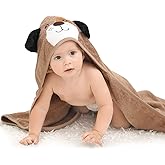 Touchat Hooded Baby Towels, Soft and Hypoallergenic Baby Bath Towels with Hood for Toddler Infant Newborn, Large and Absorbent Toddler Towels for Baby Boy Girl (Puppy, 35.1''x35.1'')