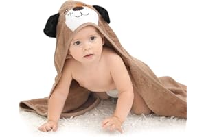 Touchat Hooded Baby Towels, Soft and Hypoallergenic Baby Bath Towels with Hood for Toddler Infant Newborn, Large and Absorbent Toddler Towels for Baby Boy Girl (Puppy, 35.1''x35.1'')