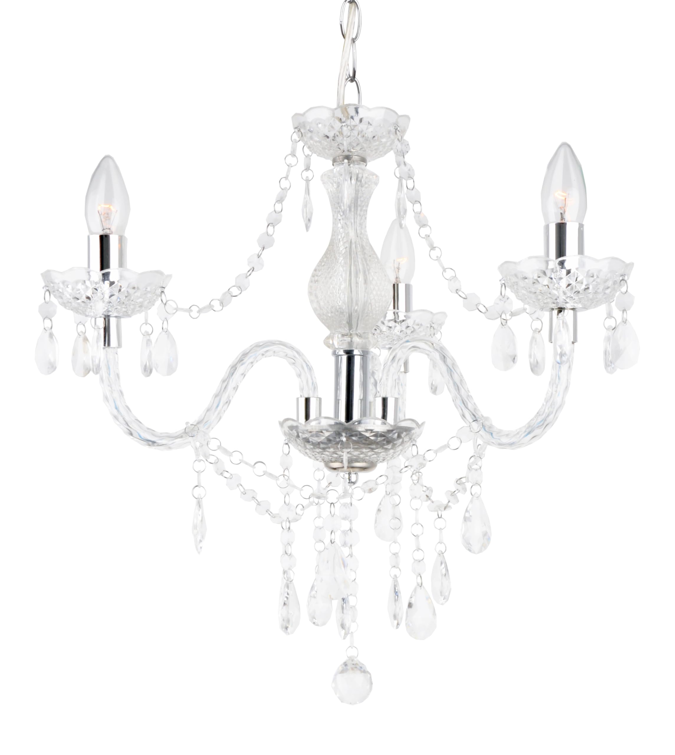 Tafunker 3 Light Chandelier, 5 Lamp Pendant, Chrome,Clear.Acrylic Bedroom Living Room Ceiling Light … (Chrome) (Clear)