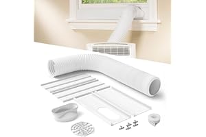 TOUTGOOD Portable Air Conditioner Window Vent Kit with 80" Length, 5.9" Diameter Exhaust Hose, 13Pcs Universal PVC AC Window Slide Seal with 4 Panel(17" to 63") for Horizontal&Vertical