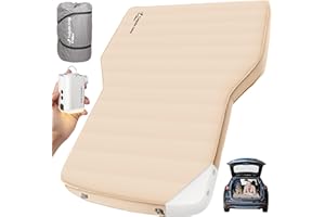 Tadpole Jump for Tesla Model Y Mattress Memory Foam, 4 inch Comfortable SUV Sleeping Pad with Powerful Air Pump, Inflatable Car Bed for Camping & Road Trips (Beige+Gray)