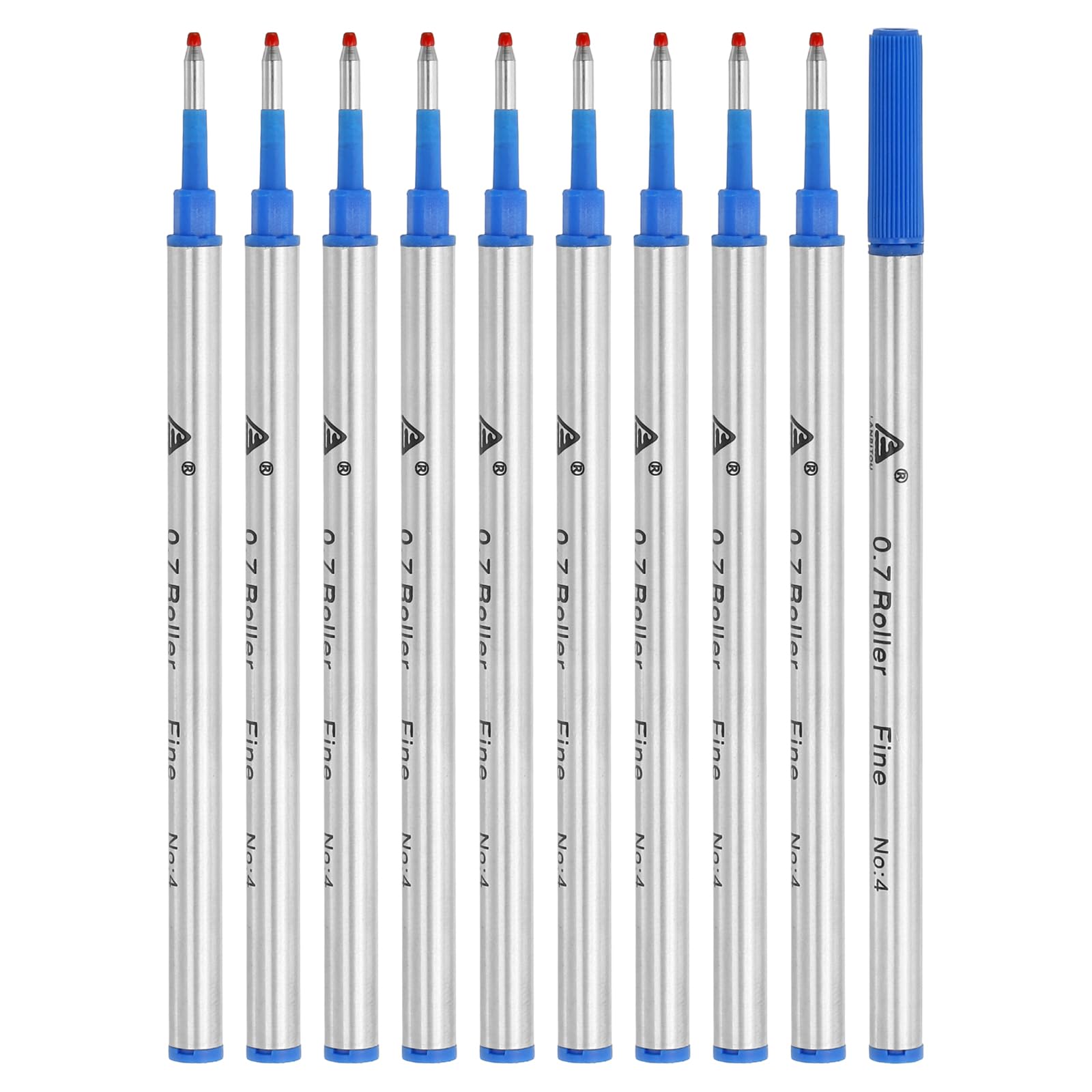 PATIKIL Rollerball Pen Refills Smooth Writing Gel Ink, 0.7mm Metal Ballpoint Pen Refill Fine Point Black Ink 10 Pack, Blue
