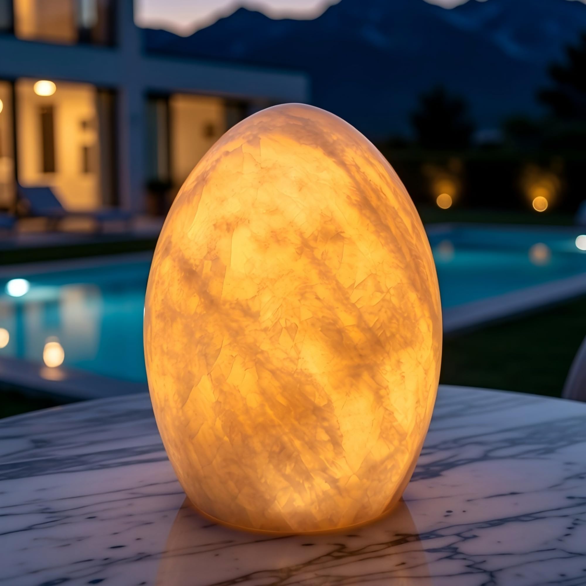Photo 1 of Marble Jade Touch Table Lamp Easter Egg Desk Bedside Cordless Lamps for Living Room Night Stands USB-C 3-Level Brightness, LED Night Light for Office Patio Camping Restaurant Home (Peach Jade)