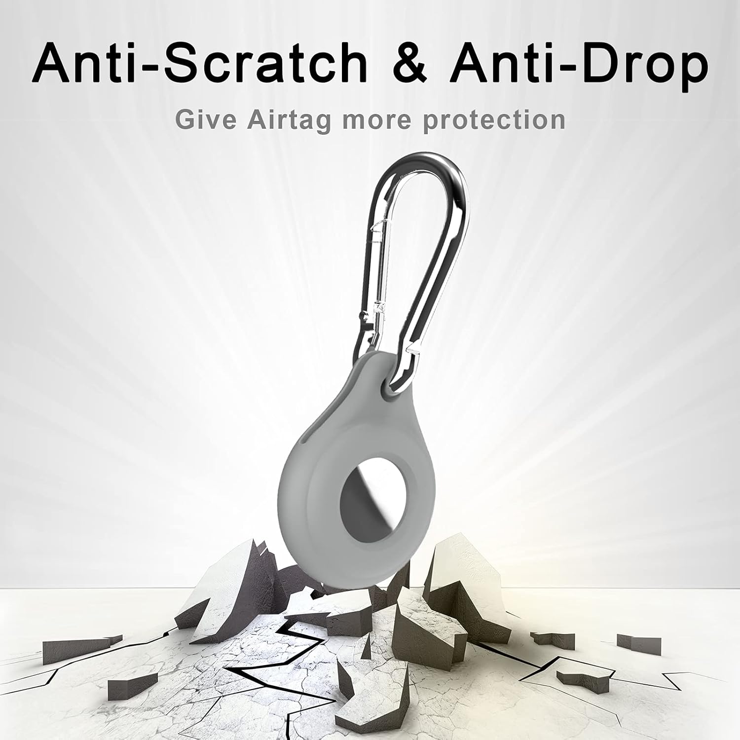 WENHOU 4-Pack and 2-Pack Keychain Protective Holder Case Compatible with AirTag, Soft Silicone Anti-Scratch Lightweight Skin Cover for AirTags Finder Keychain Accessories 2021 (Grey)