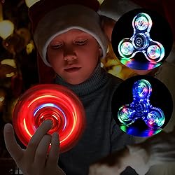 SCIONE 5 Pack LED Light Up Fidget Spinners,Glow in