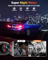 Kussla 3 Channel Dash Cam Front Inside Rear 1080P 64GB Night Vision G-Sensor view 3