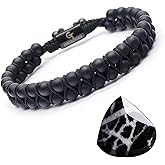 GT collection Bracelet for Men, Adjustable Double Beaded Bracelet - Gemstone Energy Bracelet for Protection and Strength, Handcrafted Men's Jewelry Gifts for Men