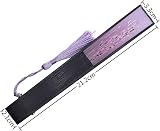 Kibon Folding Hand Fan Bamboo Silk Tassel Purple 8.3 15x8.3in Handheld view 2