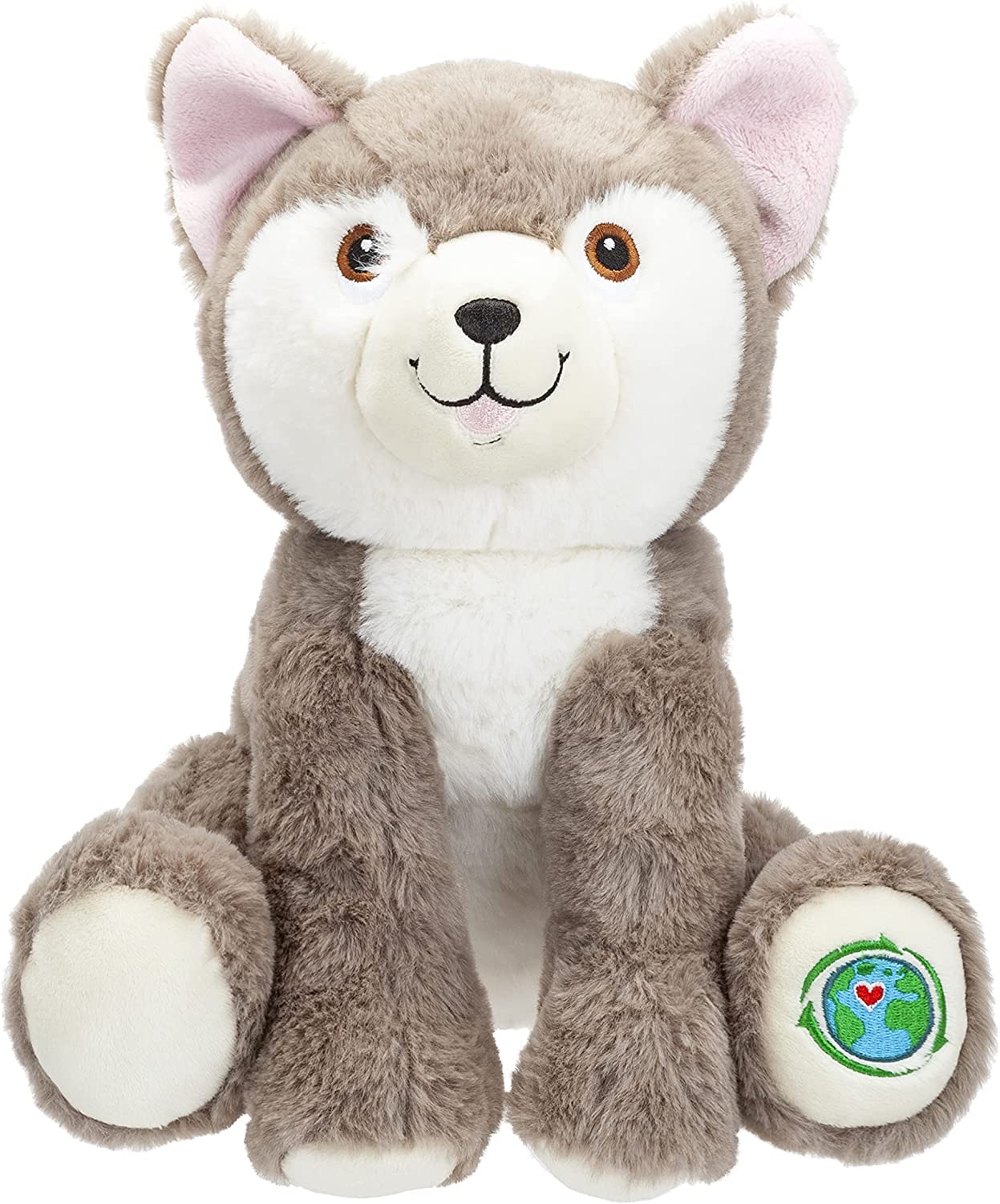 PMS VFM - Husky Dog 28cm Eco Friendly Toy - Super Soft Cuddly Grey & White Fluffy Plush With Embroidered Details Made From 100% Recycled Material - Your Planet