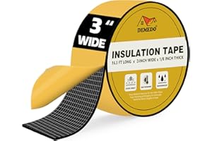 DEMEDO Pipe Insulation Tape, Pipe Wrap Insulation Foam Tape Self Adhesive, Outdoor Water Pipe Insulation Roll for HVAC, AC Line Insulation, 3 inch x 16.5 FT Heat Tape for Water Pipe, Black