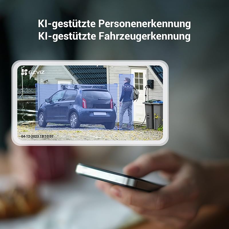 4G LTE Akku Überwachungskamera, 2K kabellose Außenkamera mit AOV-Modus, Personen-/Fahrzeugerkennung, Farbnachtsicht, 2-Wege-Audio und aktive Verteidigung, ohne WLAN, CB3