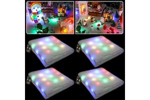 Kittmip 4 Pcs Pre Lit Christmas Snow Blanket with LED Lights Holiday Lighted Table Runner Christmas Village Accessories LED Fake Snow Decoration for Village Display, 59 x 16 (Colorful)