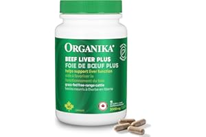 Organika Beef Liver Plus Choline- Sourced from Grass-Fed + Finished Cattle, Pasture Raised, High in Vitamins and Minerals, Su
