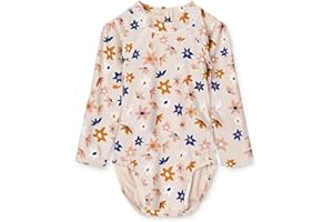 LDIOIF Infant Baby Toddler Girls One Piece Swimsuit Long Sleeve Bathing Suit Zipper Rash Guard Beachwear with Snaps