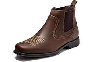 ARCBROTHERS Men's Western Chelsea Cowboy Boots Square Toe, All-Weather Slip On Casual Boots for Ultimate Comfort & Durability
