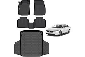 AIPOIL® Floor Mats & Cargo Liner Set for 2023 2024 2025 2026 Honda Accord & Accord Hybrid All Weather Protection TPE Anti-Slip Automotive Full Set Custom Car Mats Accessories - Black