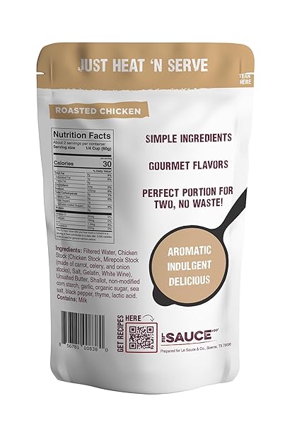 LE SAUCE & CO. 2-SERVING ROASTED CHICKEN GOURMET GRAVY, GLUTEN FREE CHICKEN GRAVY, PREMIUM CHICKEN BROTH, ADD TO ROTISSERIE CHICKEN, MASHED POTATOES, CHICKEN BREAST, BROWN GRAVY
