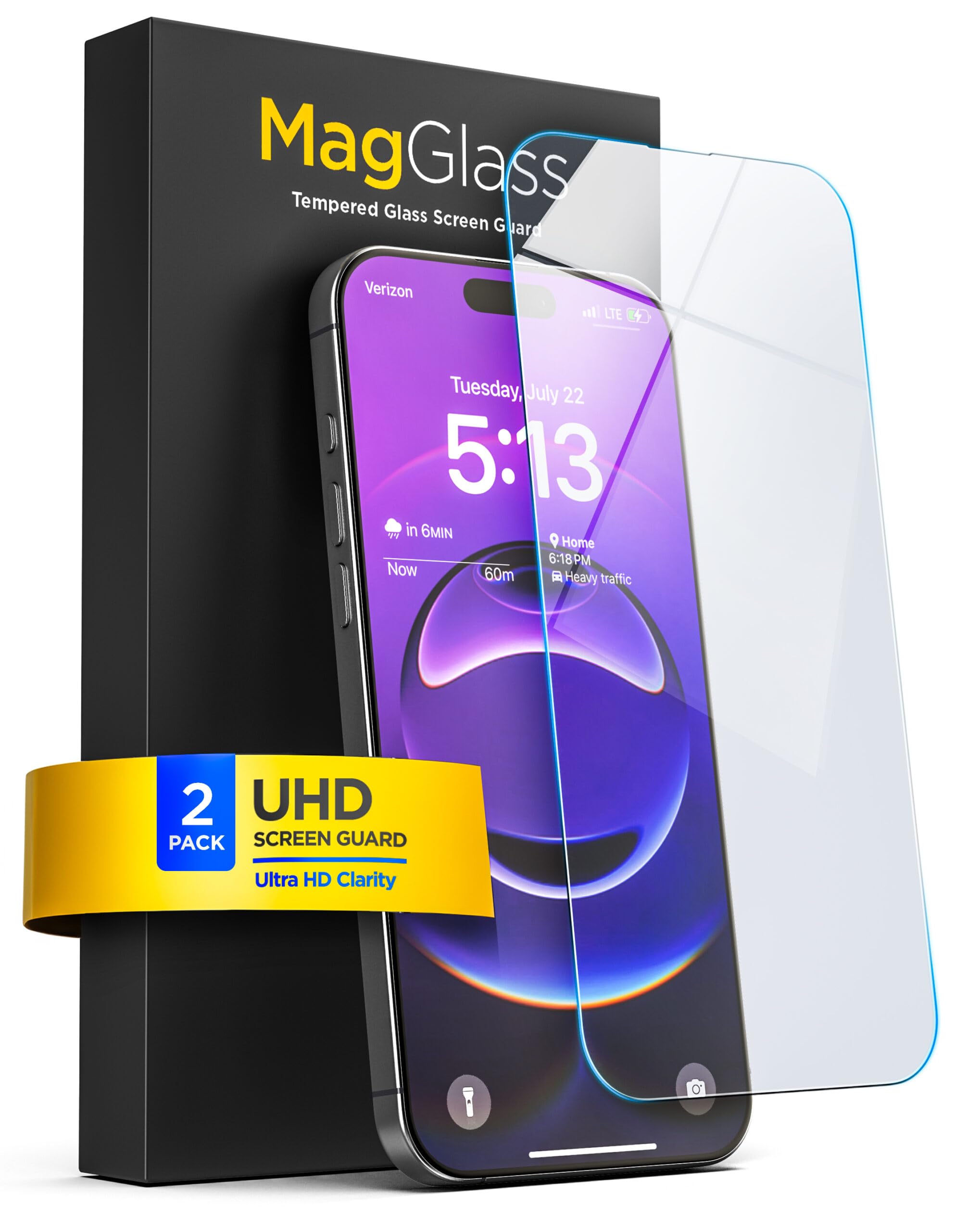 magglass for iPhone 17 Pro Screen Protector, (6.3") Toughened Tempered Glass with Easy-installation Applicator (2-Pack)