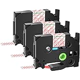 GREENCYCLE 3 Pack Compatible for Brother P-Touch TZe-132 TZ-132 12mm 0.47 Laminated Clear Tape TZe132 TZe TZ Label Red on Clear for Ptouch PT-D210 D220 H110 D400 D600 P700 Label Maker