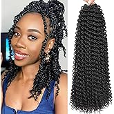 Ahrencan Passion Twist Hair-14 Inch 7 Packs Water Wave Crochet Hair,Black Curly Wrapping Hair For Women Braiding Passion Twist/Butterfly Locs/Spring Twists Crochet Braids(14 Inch, 1B#)