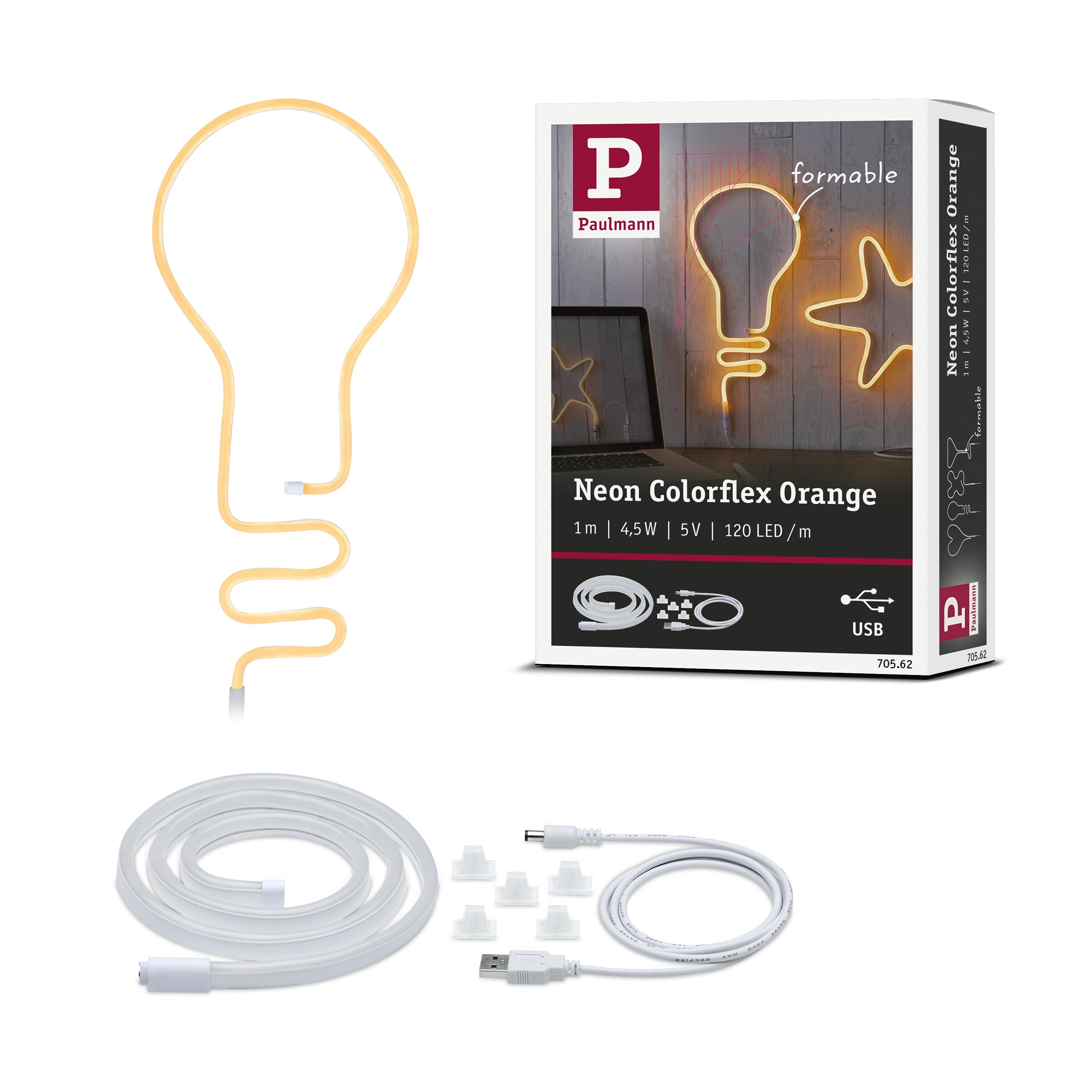 Paulmann 70562 Neon Colorflex LED Strip incl. 1x4.5 watts Light Strip Orange Pliable Light Plastic LED Strip