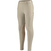 SANTINY Girls Horse Riding Pants with Zipper Pockets Kids Stretchy Equestrian Breeches Knee-Patch Youth Schooling Tights