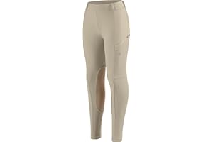 SANTINY Girls Horse Riding Pants with Zipper Pockets Kids Stretchy Equestrian Breeches Knee-Patch Youth Schooling Tights